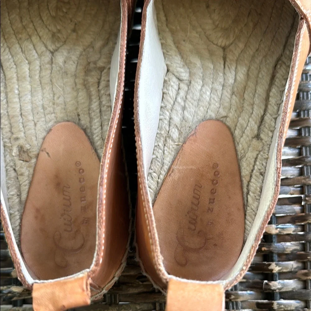 Tan Leather Espadrille Slip-On Flats Jute Sole Made in Spain Women’s size‎ 6.5